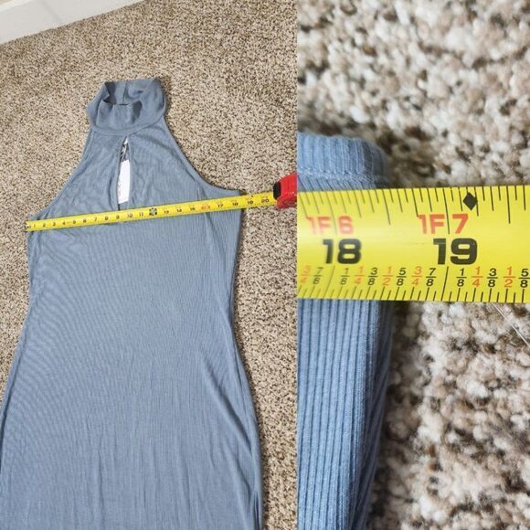 Wayf Mock Neck Midi Halter Dress Size XL Slate - Picture 8 of 13